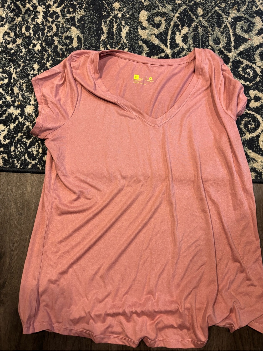 Xersion Women's V-Neck Short Sleeve Top — Dusty Rose Pink